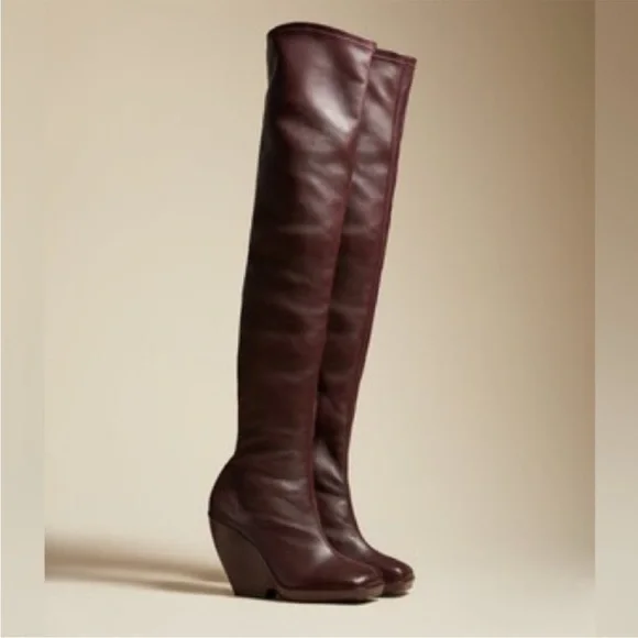 KHAITE Morgan over the knee burgundy boots - Picture 2 of 12